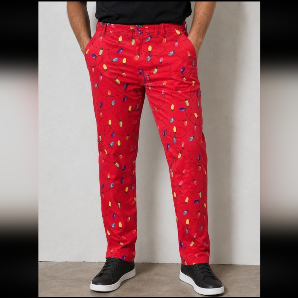 LIFE OF THE PARTY Christmas Lights Novelty Pants L